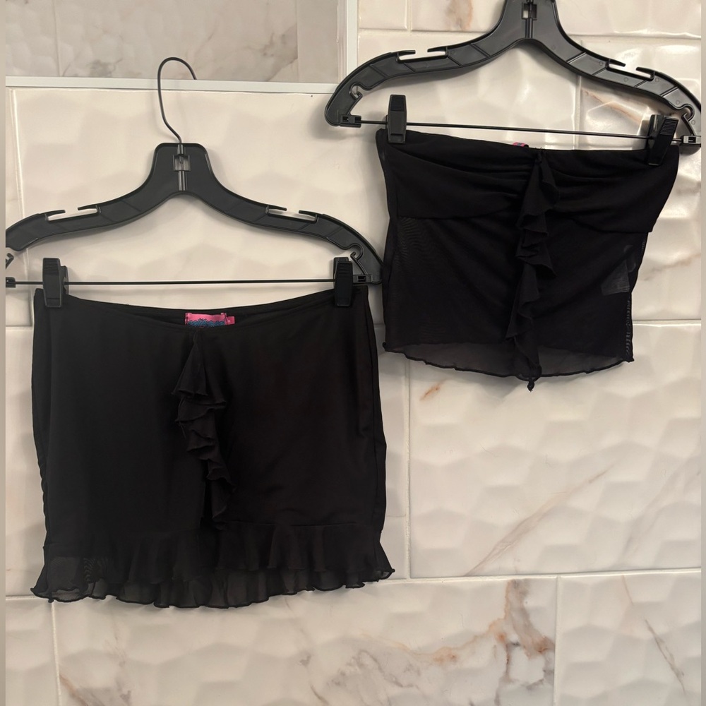 EDIKTED Black Ruffled Two-Piece Set